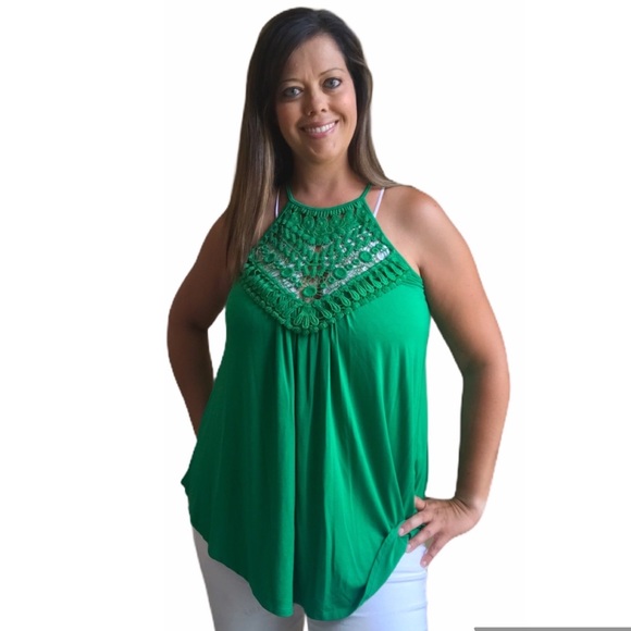 Crochet Lace Halter Tank Top - Picture 1 of 8